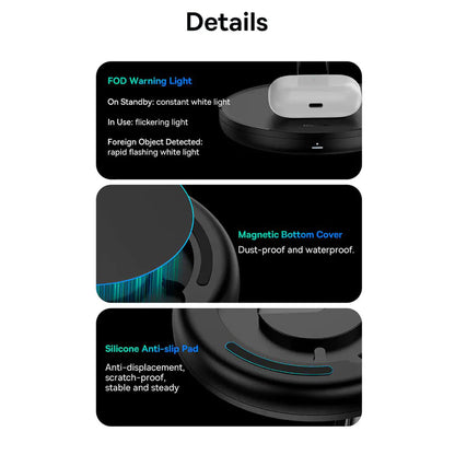 Baseus Swan 3in1 trådløs netværksoplader, 20W, 1.67A, P10221302113-Z1