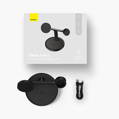 Baseus Swan 3in1 trådløs netværksoplader, 20W, 1.67A, P10221302113-Z1