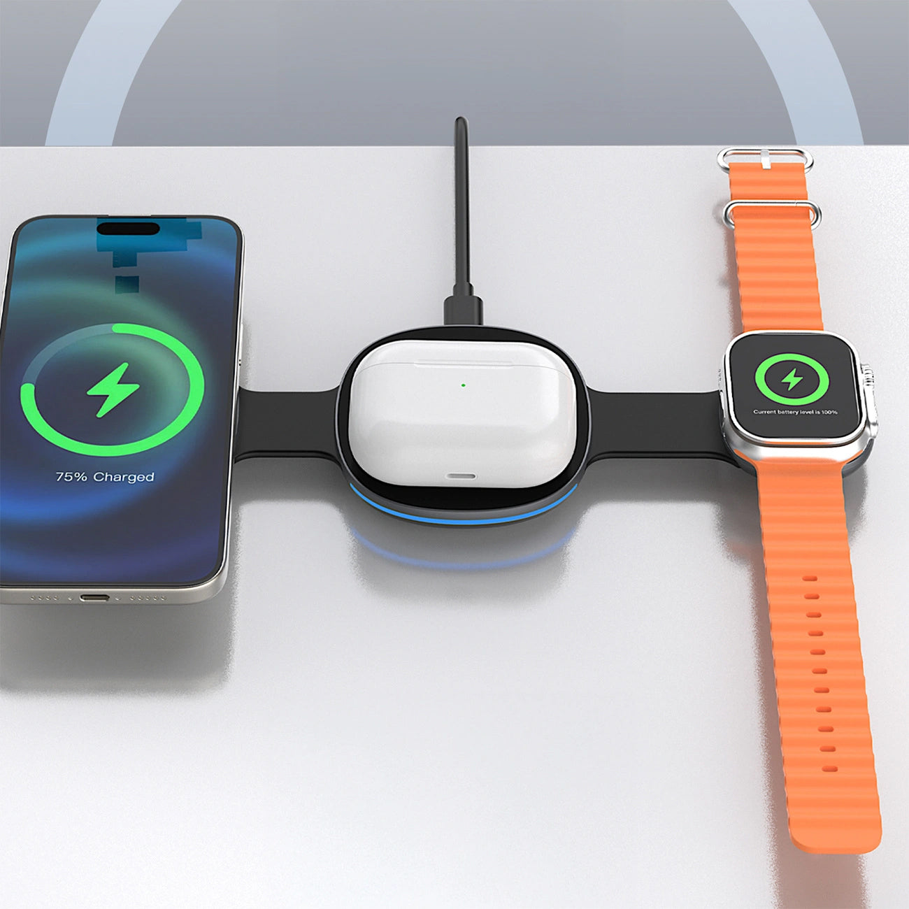 Trådløs Netværksoplader Dudao A11S 3in1, 15W, Sort