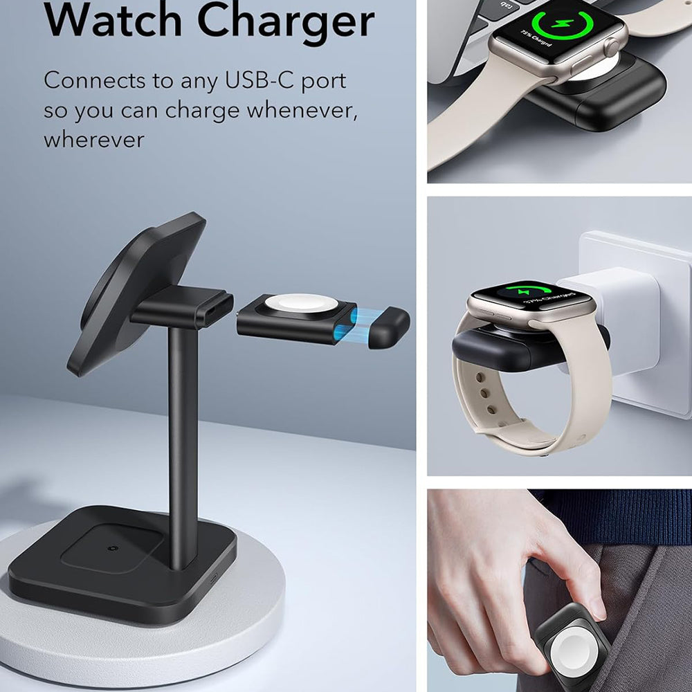 Trådløs netværksoplader ESR HaloLock 3in1, 15W, 1.67A, Sort