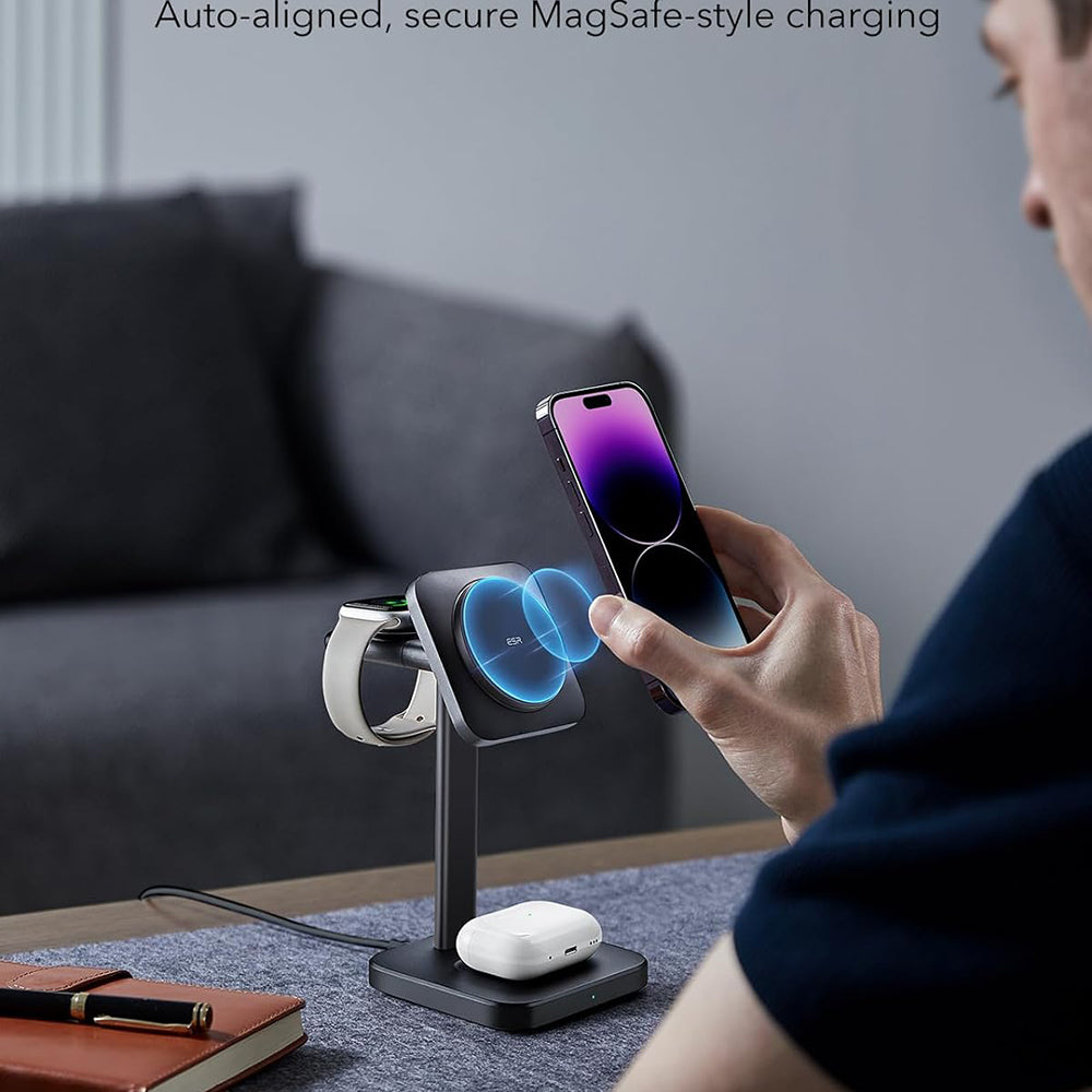 Trådløs netværksoplader ESR HaloLock 3in1, 15W, 1.67A, Sort