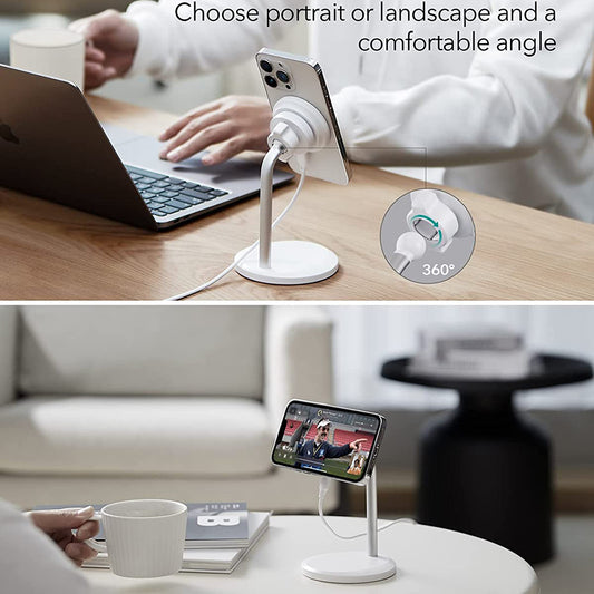 Trådløs Netværksoplader ESR HaloLock Shift, 15W, 1.67A, Hvid