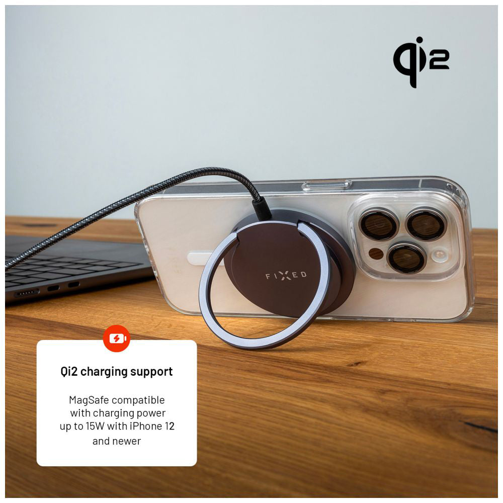 Trådløs Netværksoplader Fixed Ring, 15W, 1.67A, Grå