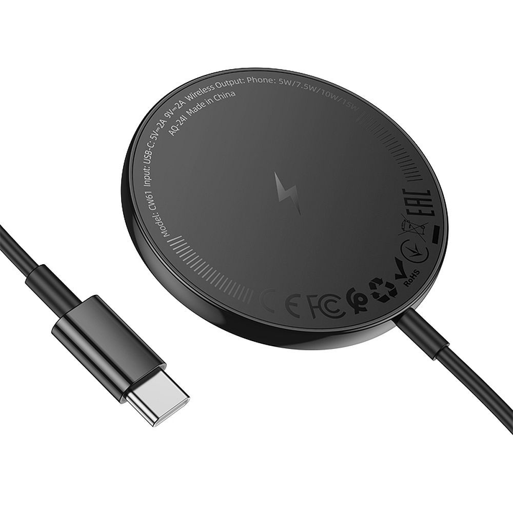 Trådløs Netværksoplader HOCO CW61, 15W, 1.67A, Sort