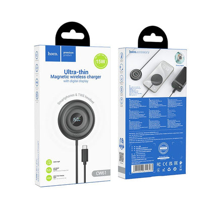 Trådløs Netværksoplader HOCO CW61, 15W, 1.67A, Sort
