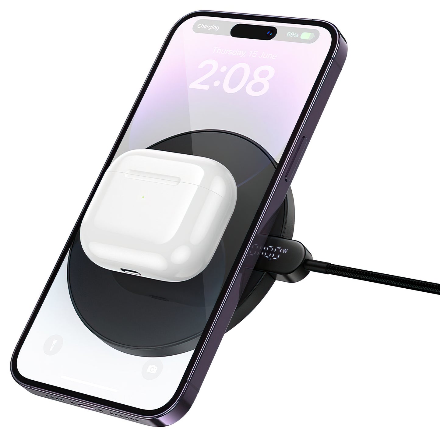 Trådløs Netværksoplader HOCO CW62, 15W, 1.67A, Sort