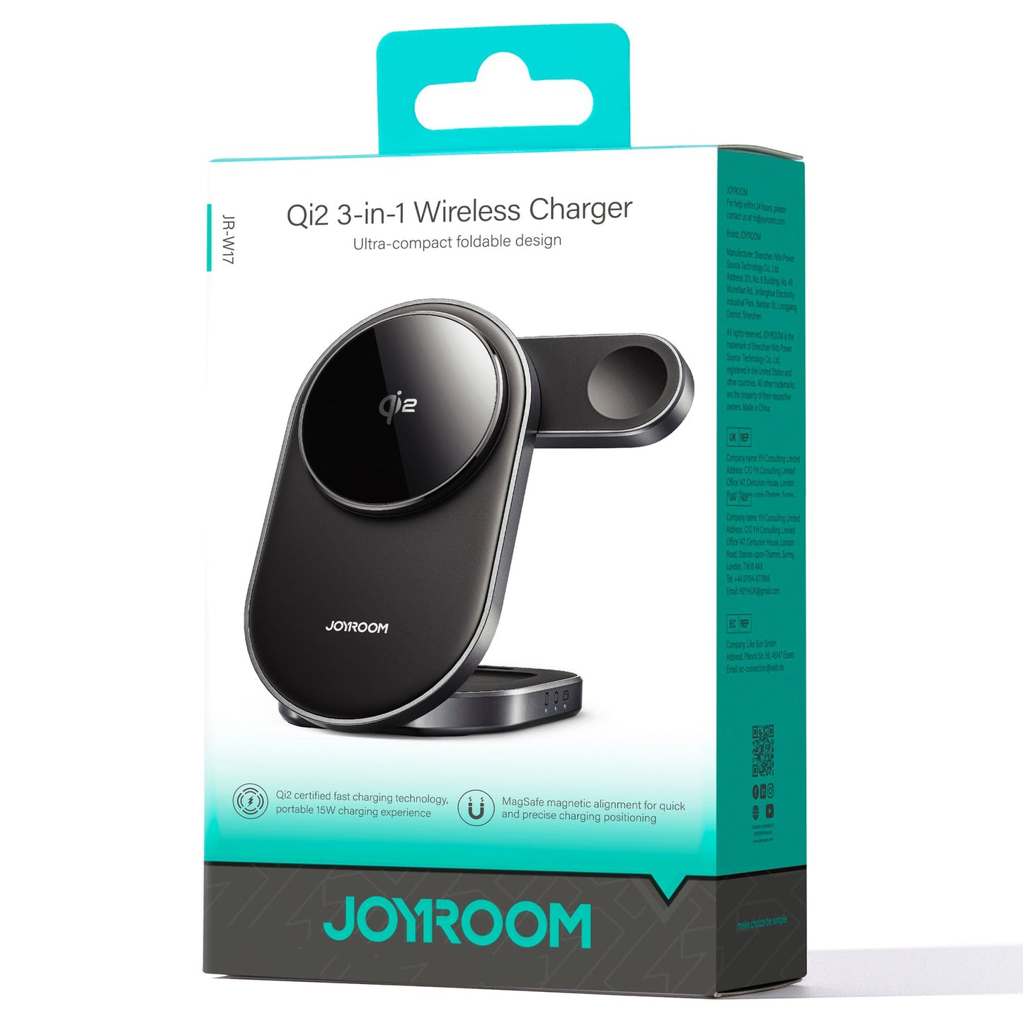 Trådløs Netværksoplader Joyroom JR-W17 3i1, 15W, 1.67A, Sort