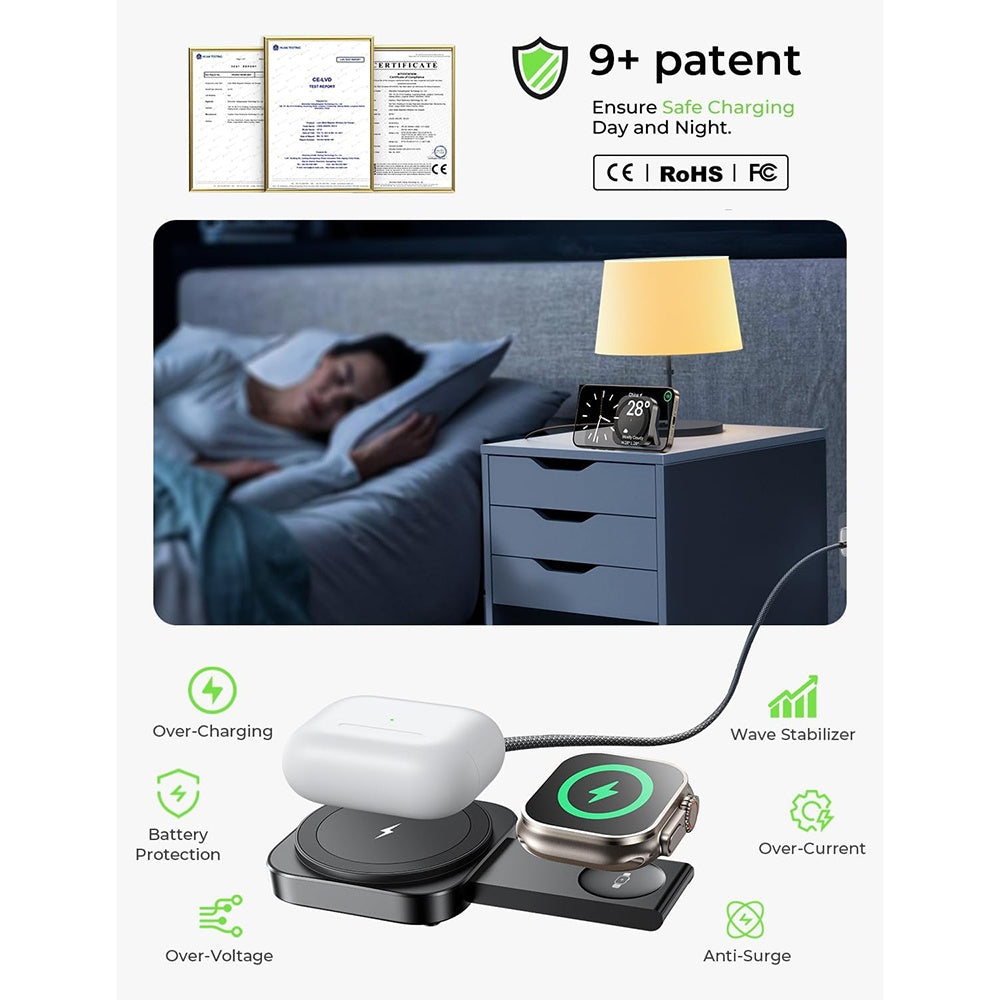 Trådløs Netværksoplader Lisen 2in1, 15W, 1.67A, Sort YL0324100013