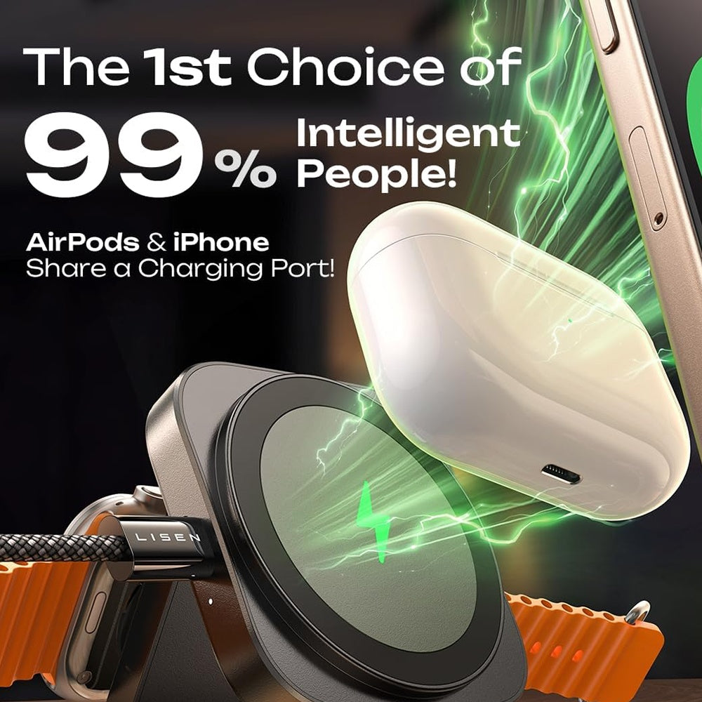 Trådløs Netværksoplader Lisen 2in1, 15W, 1.67A, Sort YL0324100013