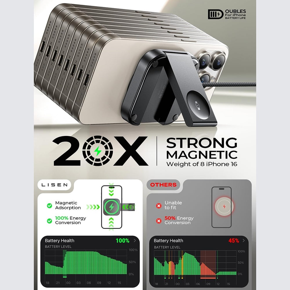 Trådløs Netværksoplader Lisen 2in1, 15W, 1.67A, Sort YL0324100013