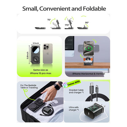 Trådløs Netværksoplader Lisen 3in1, 15W, 1.67A, Sort YL0424010003