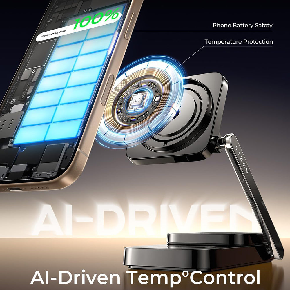 Trådløs Netværksoplader Lisen 3in1, 15W, 1.67A, Sort YL0424010003