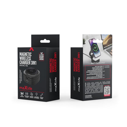 Trådløs Netværksoplader MaXlife MXWC-06 3in1, 15W, 1.67A, Sort