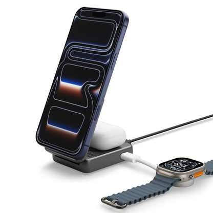 Trådløs Netværksoplader Spigen EF302MOQ 3in1, 25W, 1 x USB-C, Grå