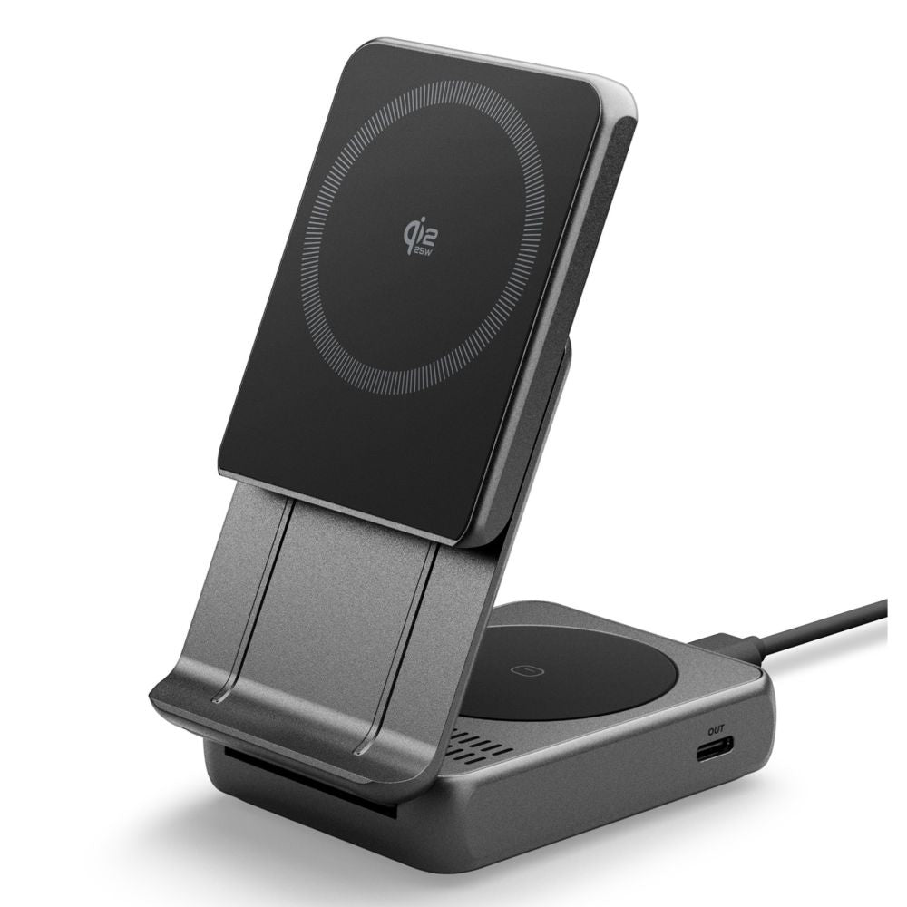 Trådløs Netværksoplader Spigen EF302MOQ 3in1, 25W, 1 x USB-C, Grå
