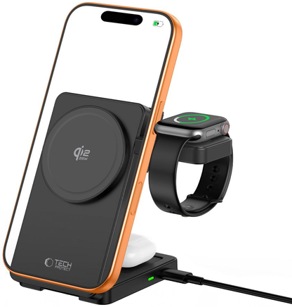 Tech-Protect A56 3i1 Trådløs Netoplader, 25W, Sort