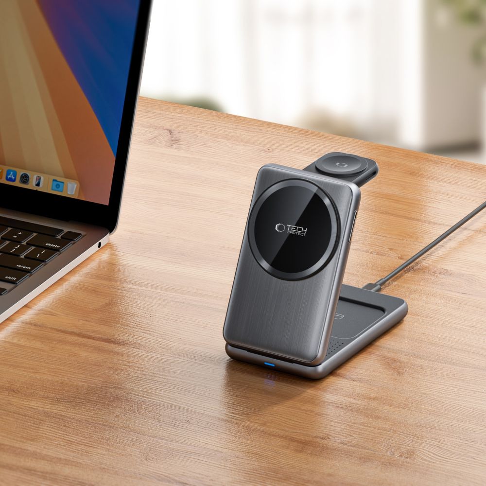 Trådløs Netværksoplader Tech-Protect A42 3i1, 15W, 1.67A, Grå