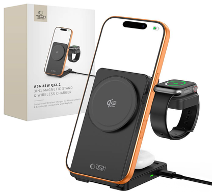 Tech-Protect A56 3i1 Trådløs Netoplader, 25W, Sort