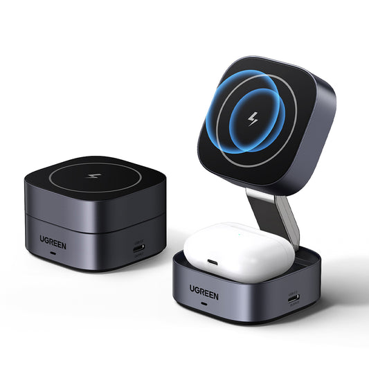 UGREEN W526 3in1 Trådløs Netværksoplader, 20W, 1.67A, 1 x USB-C, Sort