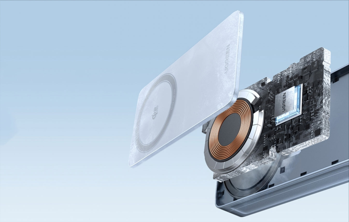 UGREEN MagFlow 2in1 trådløs netværksoplader, 25W, Blå