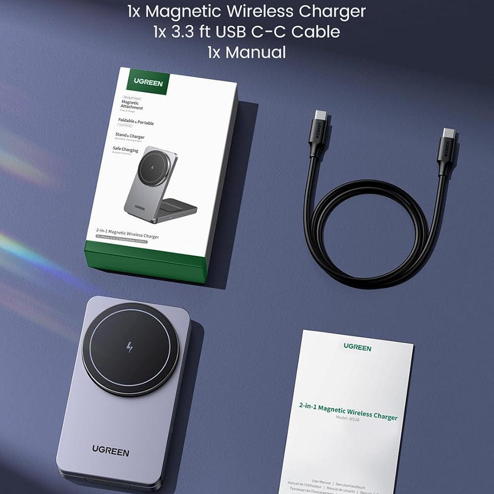 UGREEN W528 2in1 Trådløs Netværksoplader, 20W, 1.67A, Hvid