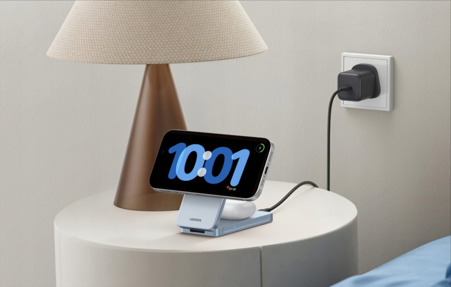 UGREEN MagFlow 2in1 trådløs netværksoplader, 25W, Blå