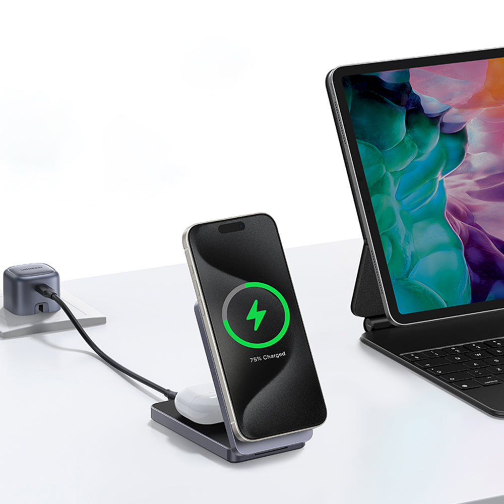 UGREEN W706 2in1 Trådløs Netværksoplader, 20W, 1.67A, Sort
