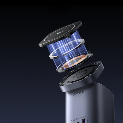 Trådløs Netværksoplader UGREEN X555 4in1, 65W, 3.25A, 1 x USB-A - 2 x USB-C, Grå