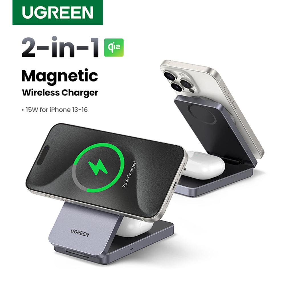 UGREEN W706 2in1 Trådløs Netværksoplader, 20W, 1.67A, Sort