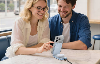 UGREEN MagFlow 2in1 trådløs netværksoplader, 25W, Blå