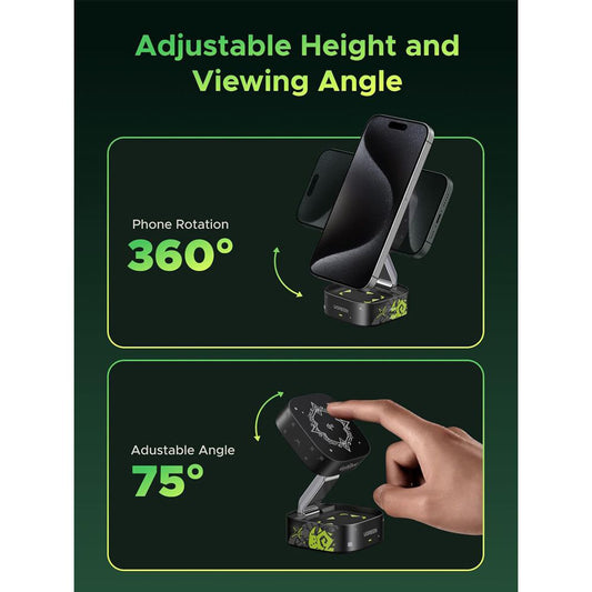 UGREEN Genshin Impact Ed.W702 2n1 trådløs netværksoplader, 25W, 1.67A, 1 x USB-C, Sort