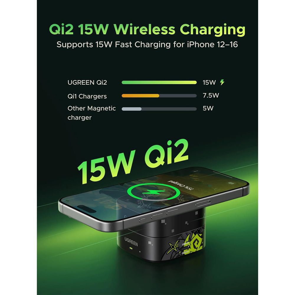 UGREEN Genshin Impact Edition W702 2-in-1 Wireless Network Charger, 25W, 1.67A, 1 x USB-C, Black