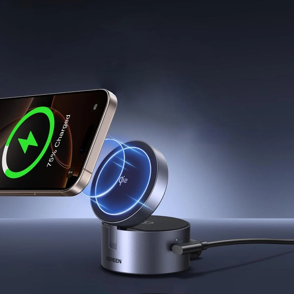 Trådløs Netværksoplader UGREEN W712 (65148) 3in1, 25W, 1.67A, Grå