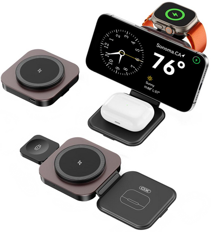 Trådløs netoplader XO Design CX035 3i1, 15W, 1,67A, Sort, Genforseglet