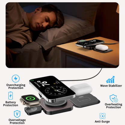 Trådløs netoplader XO Design CX035 3i1, 15W, 1,67A, Sort, Genforseglet