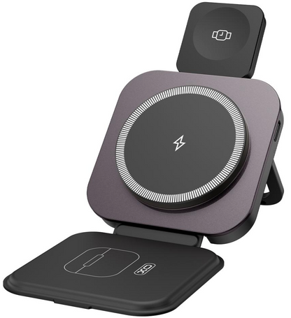 Trådløs netoplader XO Design CX035 3i1, 15W, 1,67A, Sort, Genforseglet