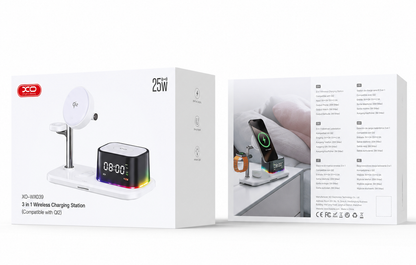 XO Design CX045 3i1 Trådløs Netoplader, 25W, Hvid