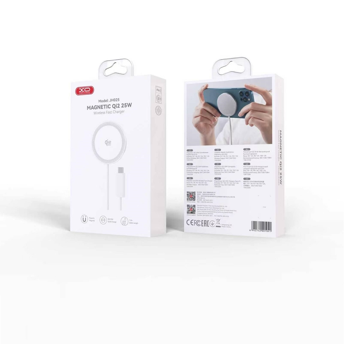 XO Design JH025 trådløs netoplader, 25W, 1,67A, hvid