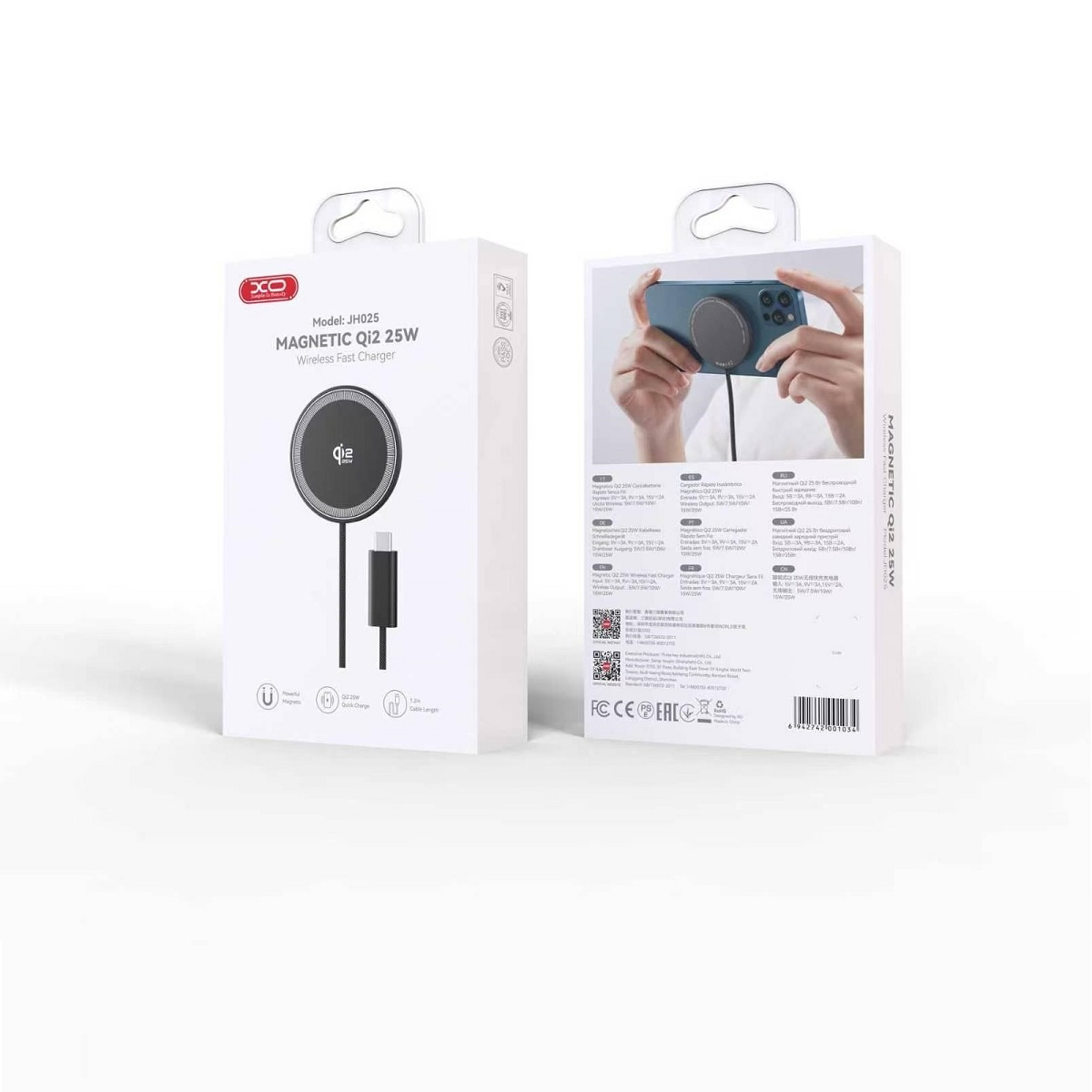 Trådløs netoplader XO Design JH025, 25W, 1.67A, Sort