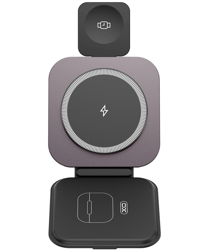 Trådløs netoplader XO Design CX035 3i1, 15W, 1,67A, Sort, Genforseglet