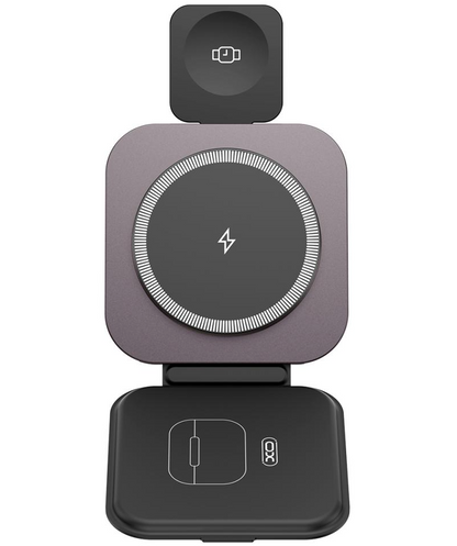 Trådløs netoplader XO Design CX035 3i1, 15W, 1,67A, Sort, Genforseglet