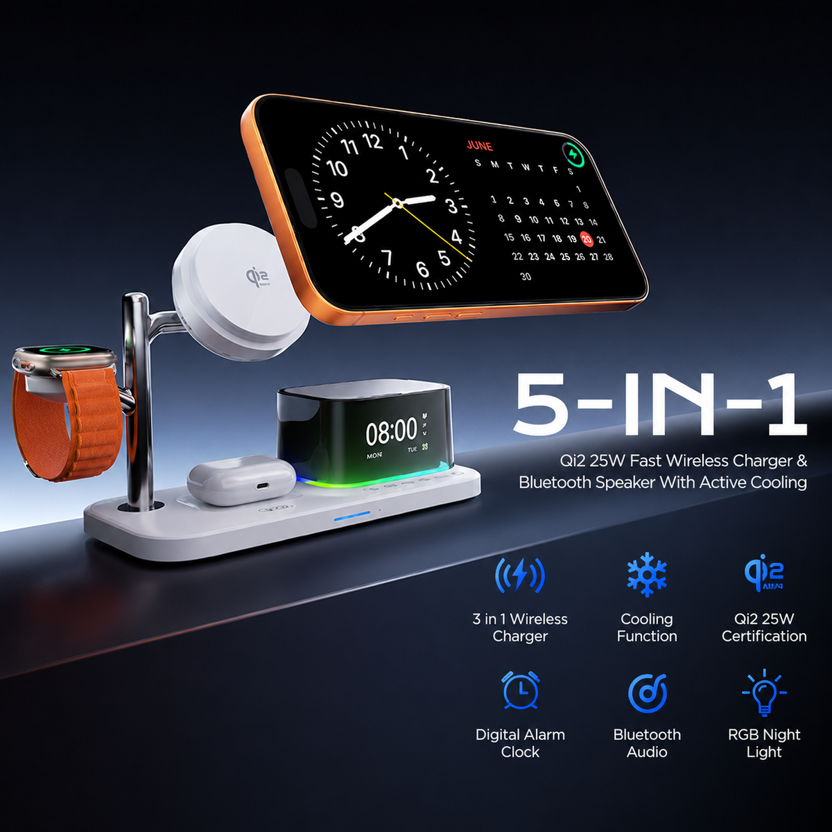 XO Design CX045 3i1 Trådløs Netoplader, 25W, Hvid