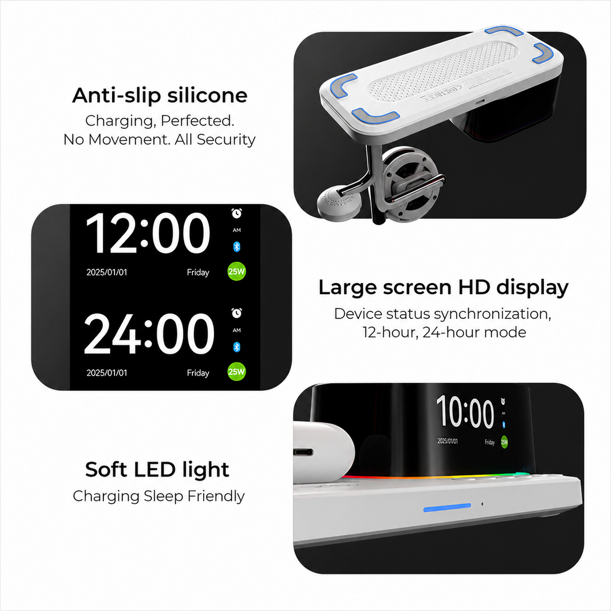 XO Design CX045 3i1 Trådløs Netoplader, 25W, Hvid