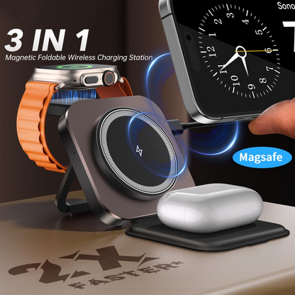 Trådløs netoplader XO Design CX035 3i1, 15W, 1,67A, Sort, Genforseglet