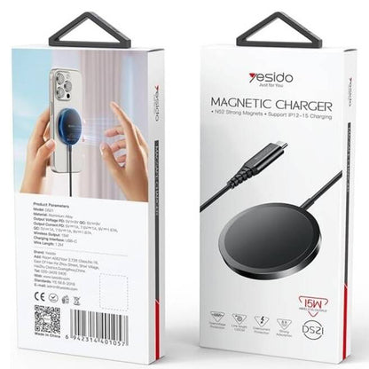 Trådløs Netværksoplader Yesido DS21, 15W, 1.67A, Sort