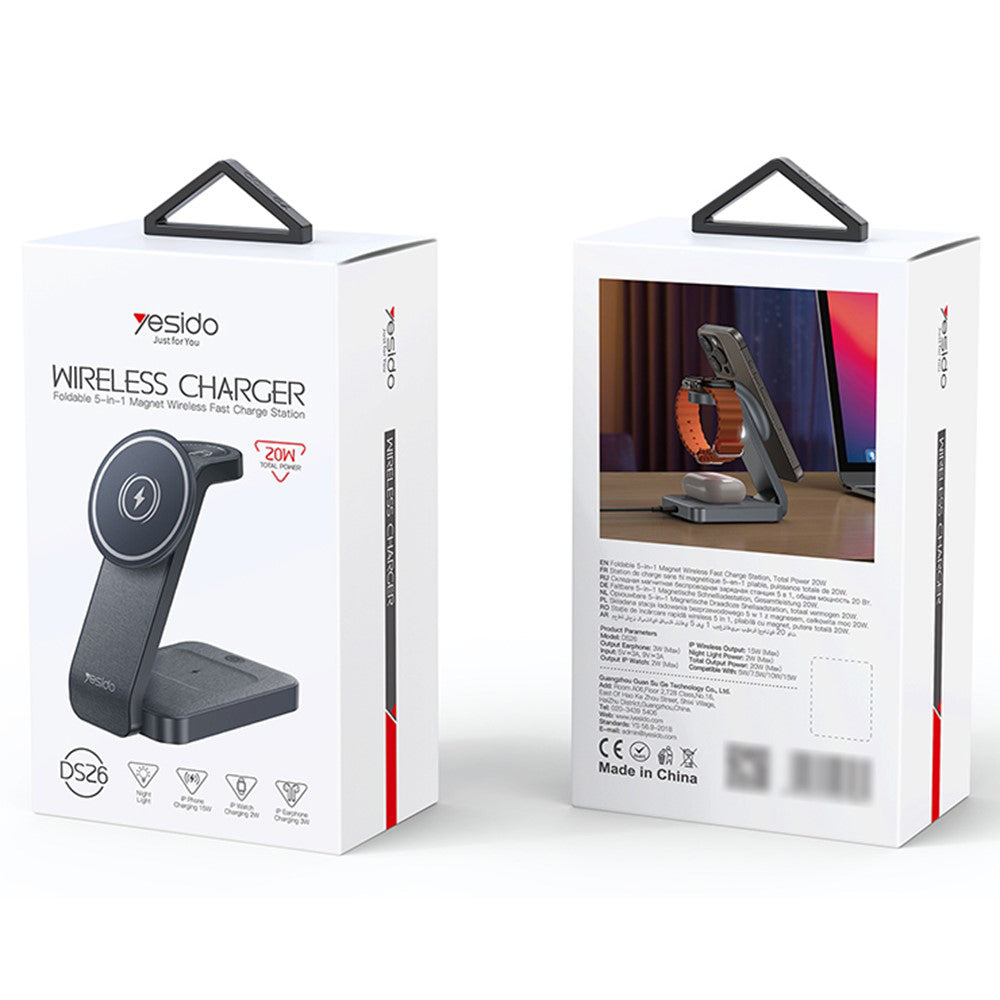 Yesido DS26 3in1 Wireless Network Charger, 15W, 1.67A, Gray