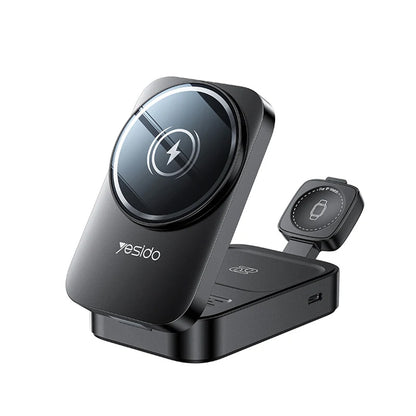Trådløs netværksoplader Yesido DS27 3in1, 15W, 1.67A, Sort