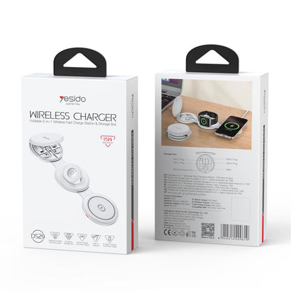 Trådløs netværksoplader Yesido DS29 5in1, 15W, 1.67A, Hvid