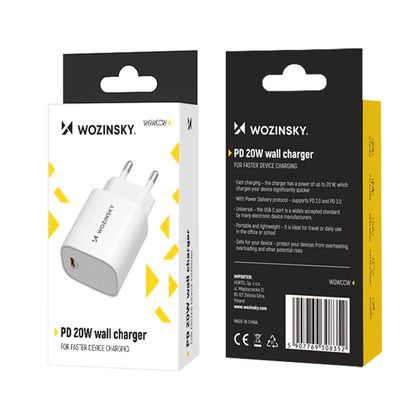 WZK WGWCCW Netoplader, 20W, 3A, 1 x USB-C, Hvid