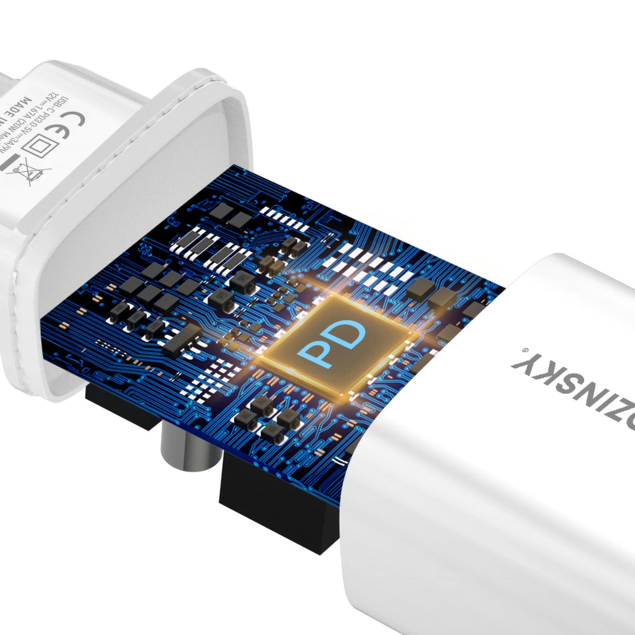 WZK WGWCCW Netoplader, 20W, 3A, 1 x USB-C, Hvid